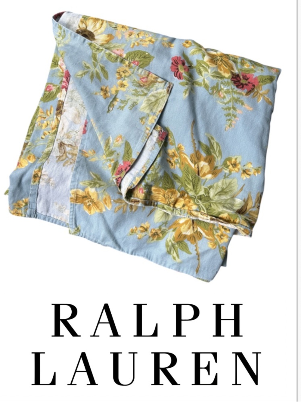 Vintage Ralph Lauren Cottage Lane Floral Cotton Tablecloth Rectangle 58" x 112"